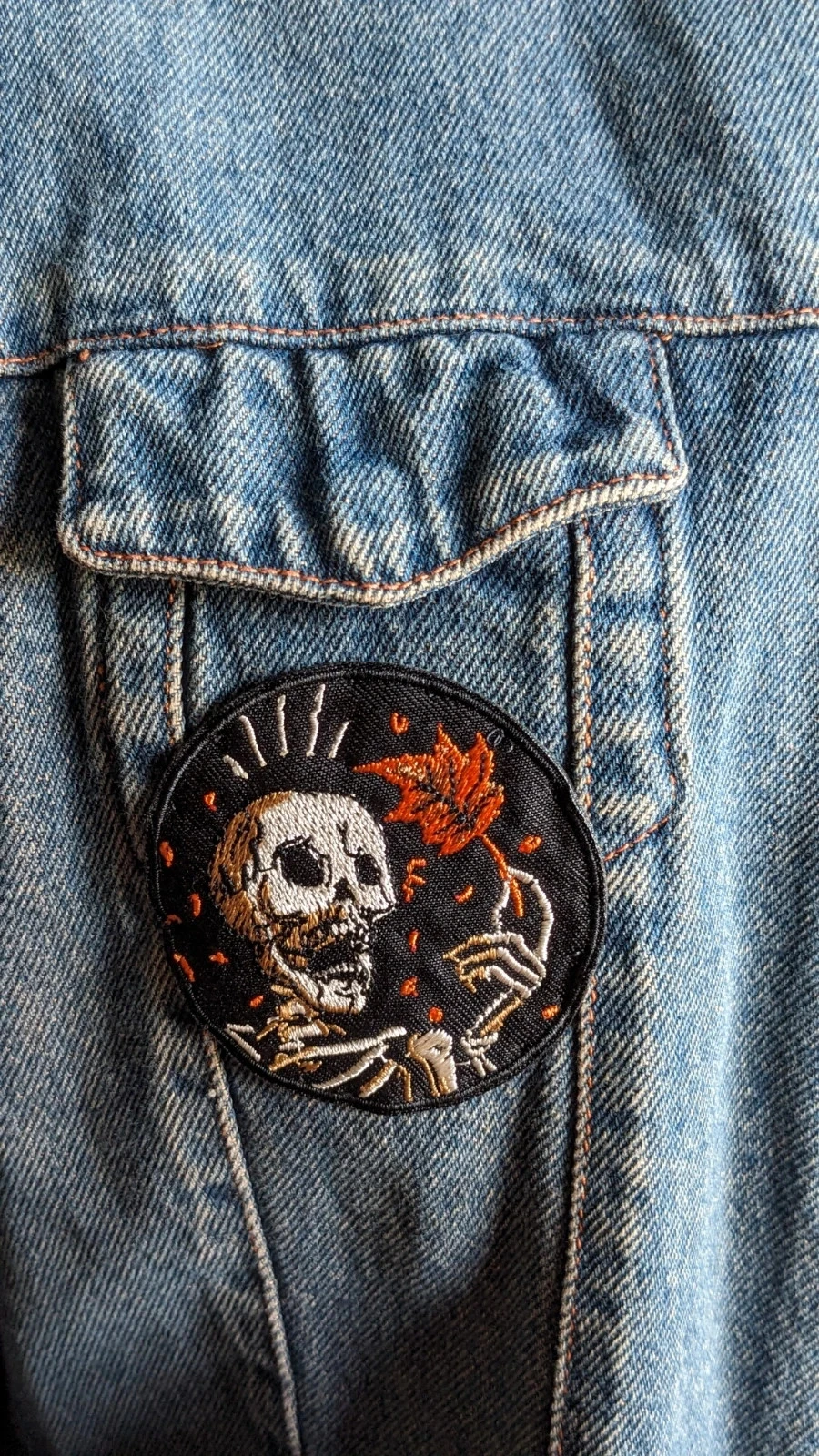 Embroidered denim jacket "Halloween, Scare Me" – photo 4